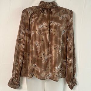 Vintage Brown Patterned Blouse